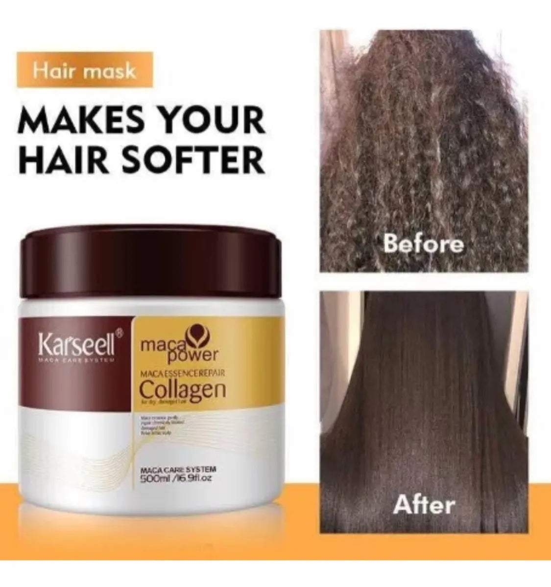 Karseell Collagen Máscara Capilar con Colágeno 500ml - Restauración Profunda 100% Original