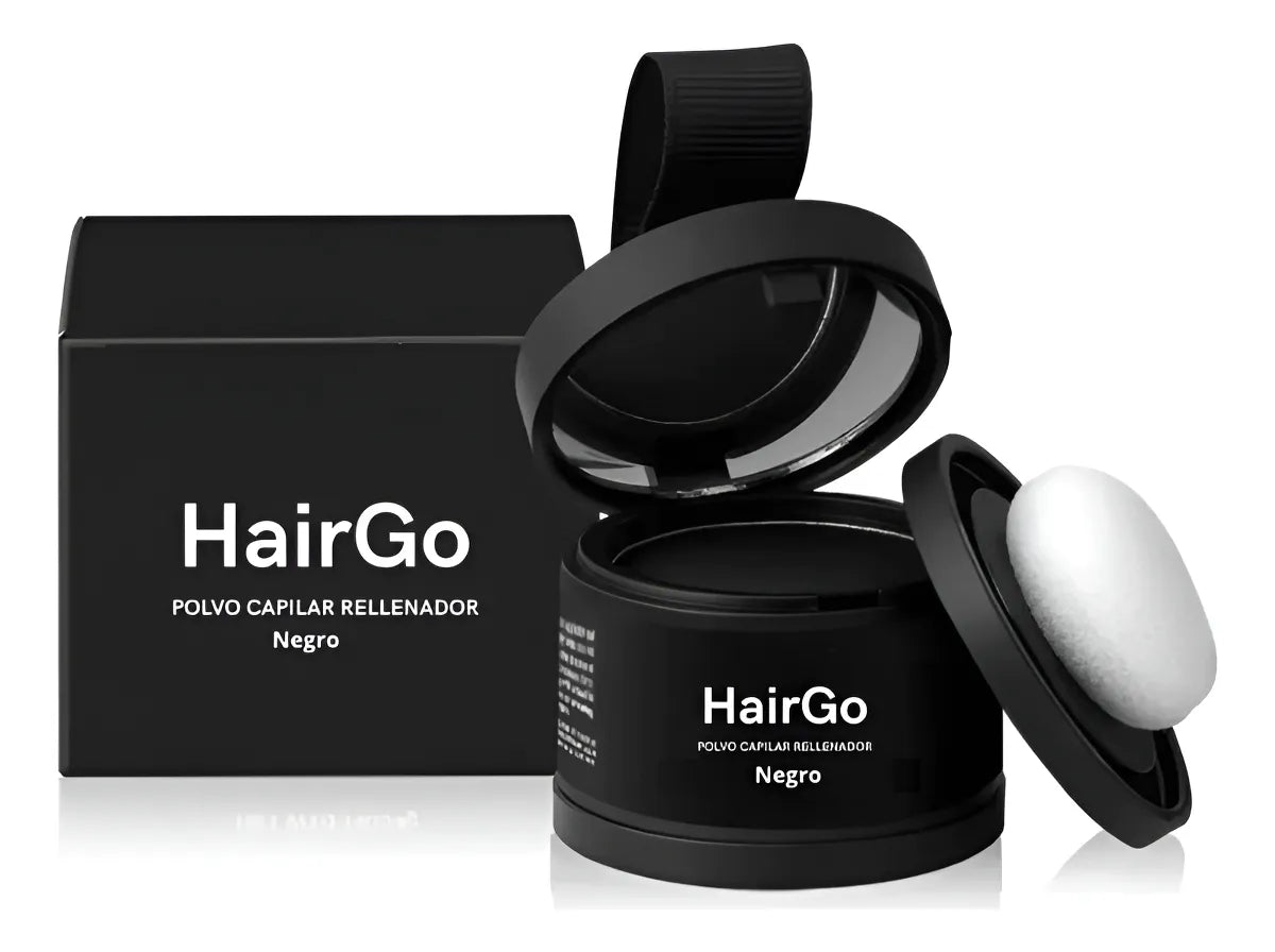 Polvo Capilar HairGo Negro 4g - Rellenador Premium Resistente al Agua y Sudor