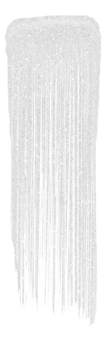 Tira de flecos largos y plateados con brillo, ideal para decorar eventos. Somos Lashy