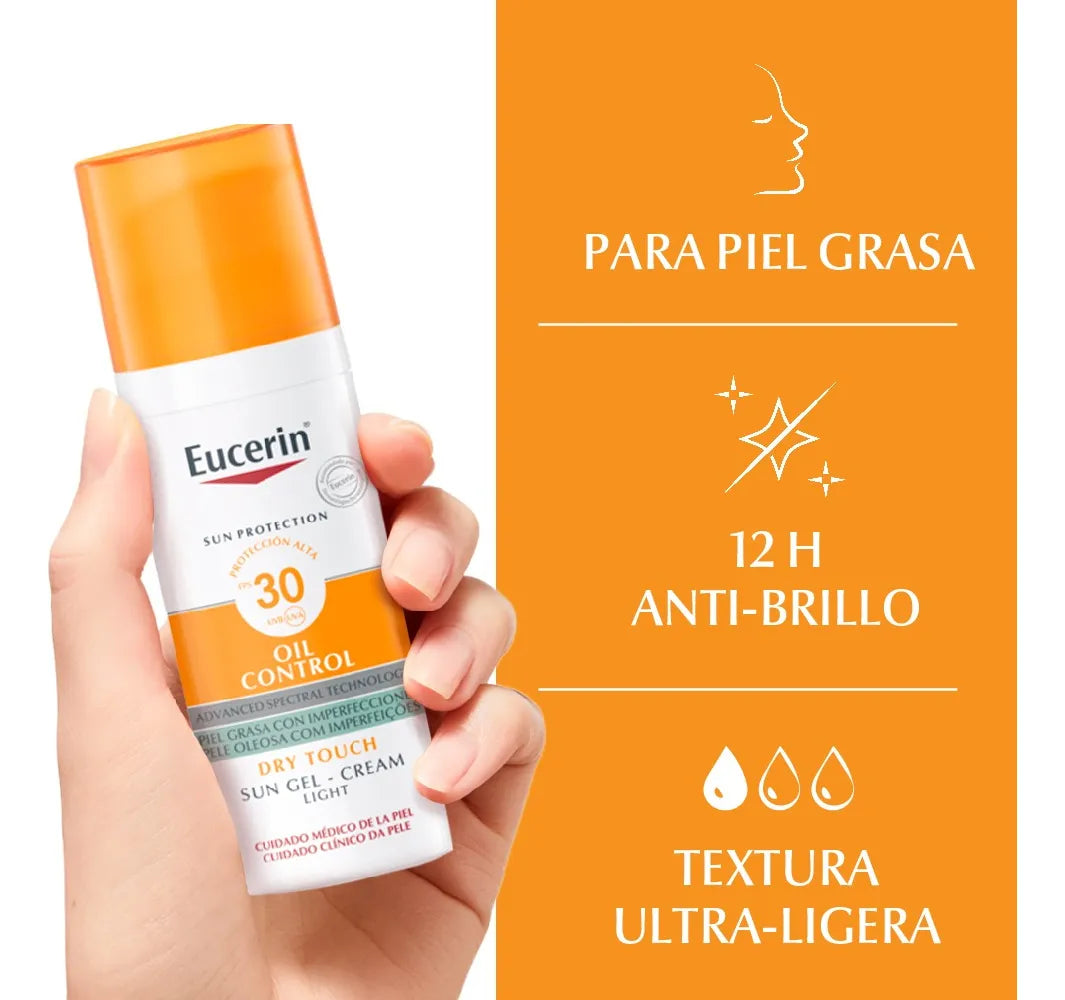 Eucerin Sun Gel-Cream Oil Control Toque Seco FPS 30 - Protector Solar Facial para Piel Grasa 50ml