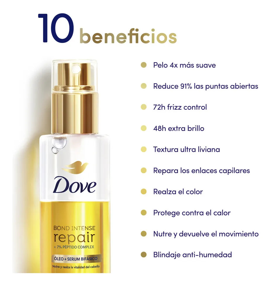 Óleo + Sérum Bifásico Dove Bond Intense Repair 110ml - Reparación Profunda y Brillo