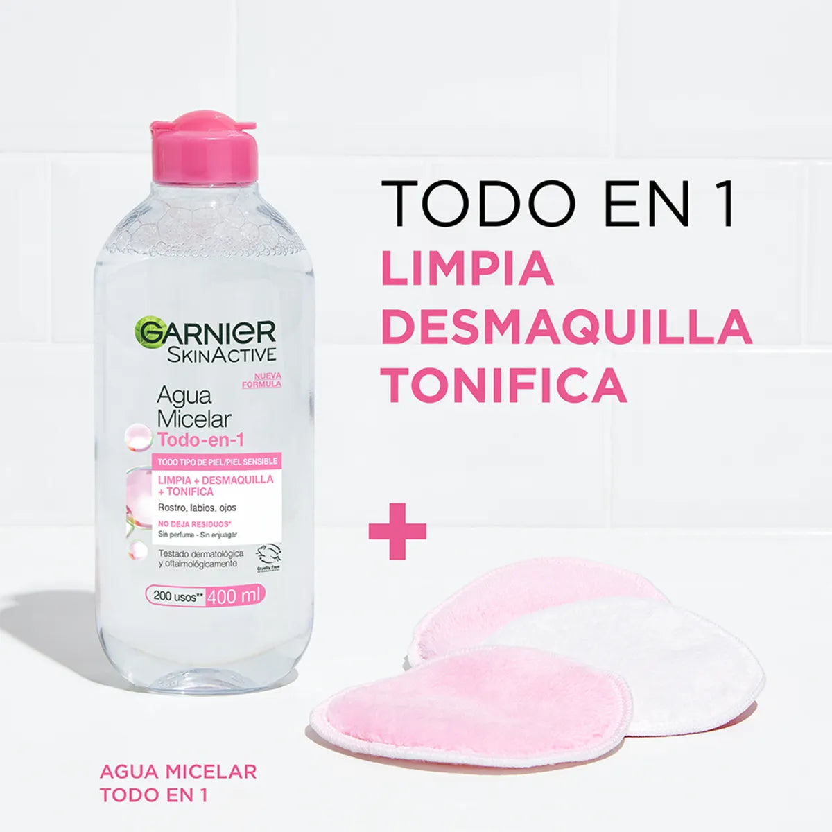 Agua Micelar Todo en 1 Garnier SkinActive - Limpia, Desmaquilla y Tonifica 400ml