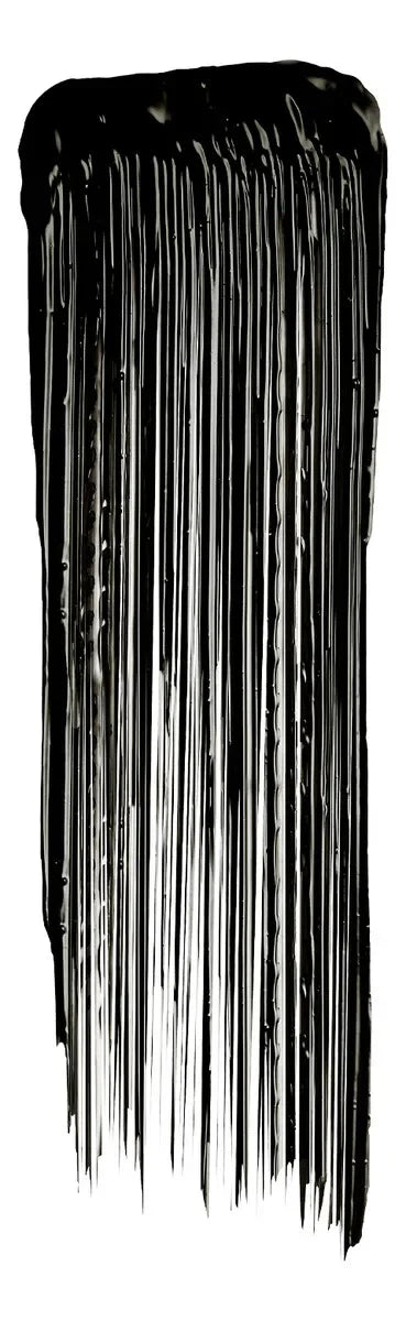 Muestra de rímel negro con textura alargada y brillante para pestañas voluminosas Somos Lashy