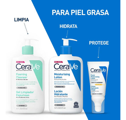 CeraVe Foaming Facial Cleanser - Gel Limpiador Espumoso para Piel Normal a Grasa 473ml