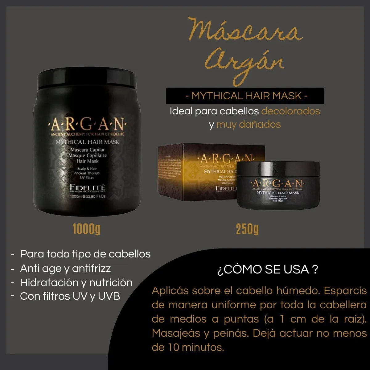 Máscara Fidelité Argán Mythical Nutrición Intensa 250g - Reparación Profesional