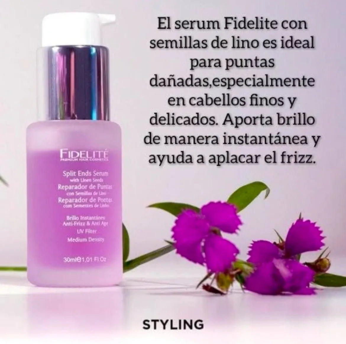 Reparador De Puntas Fidelité Semillas De Lino 30ml - Brillo Instantáneo Antifrizz