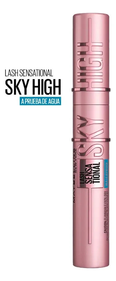 Máscara de pestañas Maybelline Sky High a prueba de agua, ideal para volumen extremo. Somos Lashy