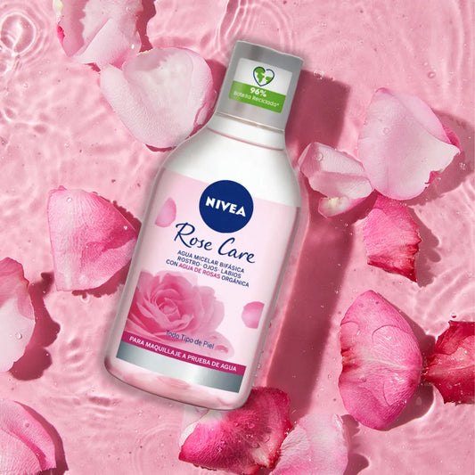 Agua Micelar Bifásica NIVEA Rose Care - Limpiador y Desmaquillante para Todo Tipo de Piel 400ml