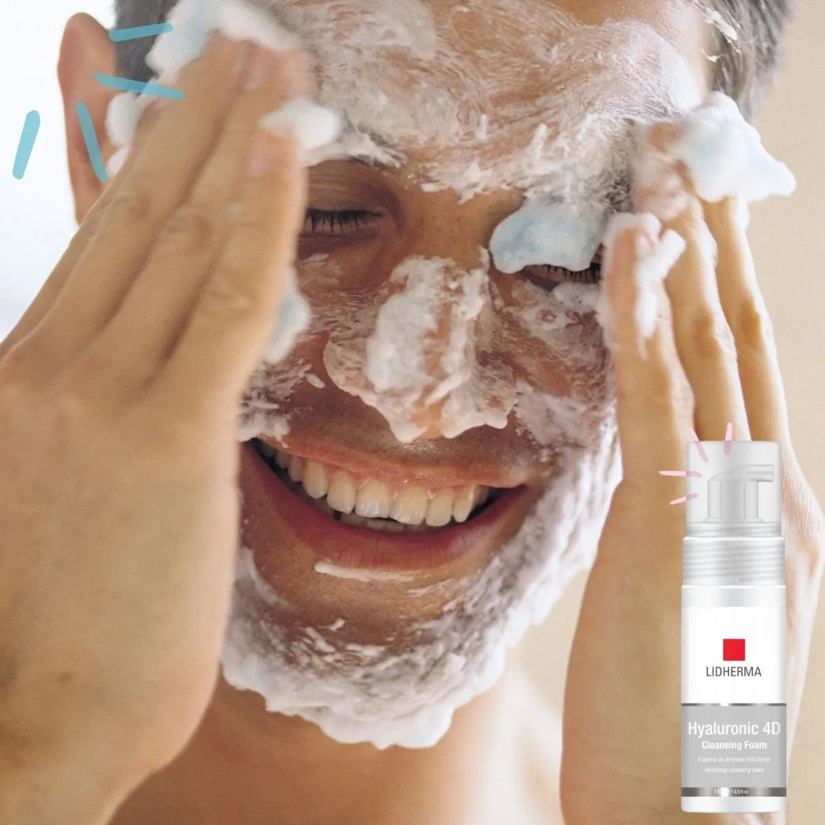 Lidherma Hyaluronic 4D Cleansing Foam - Espuma de Limpieza Facial Hidratante 145ml